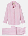 Women's Brushed Cotton Westwood Pink Stripe Pyjama Set, by British Boxers (pack shot, front).