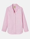 Women's Brushed Cotton Westwood Pink Stripe Pyjama Top, by British Boxers (pack shot, front).