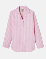 Women's Brushed Cotton Westwood Pink Stripe Pyjama Top, by British Boxers (pack shot, front).