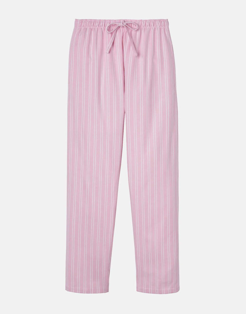 Women's Brushed Cotton Westwood Pink Stripe Pyjama Bottoms, by British Boxers (pack shot, front).