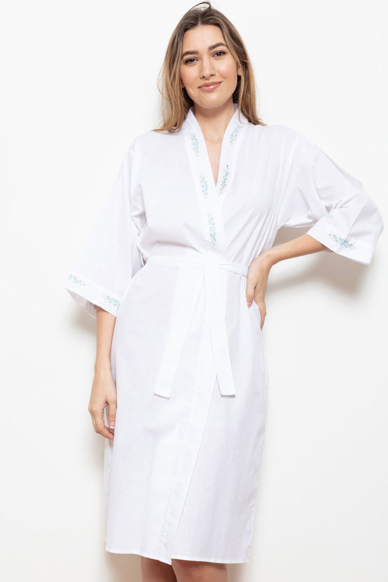Cottonreal White 100% Cotton Kimono Dressing Gown | Sandra Dee 14-16 (L) / White Cottonreal White 100% Cotton Kimono Dressing Gown | Sandra Dee 14-16 (L) / White