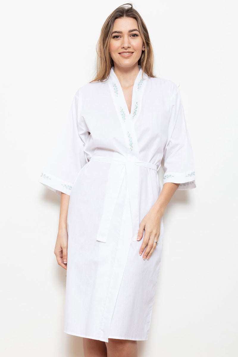 Model wearing 'Gail' Nightdress & 'Gaye' Dressing Gown, by Cottonreal.