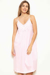 Model wearing 'Helga' Victorian Cotton Lawn Strappy Nightdress in Pink, by Cottonreal.