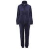 Velour Leisure Suit in Navy Blue, by Damella (front view).