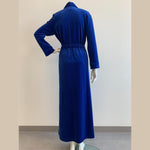 Diamond Tea Cotton Velour Wrap-style Robe in Royal Blue | Sandra Dee