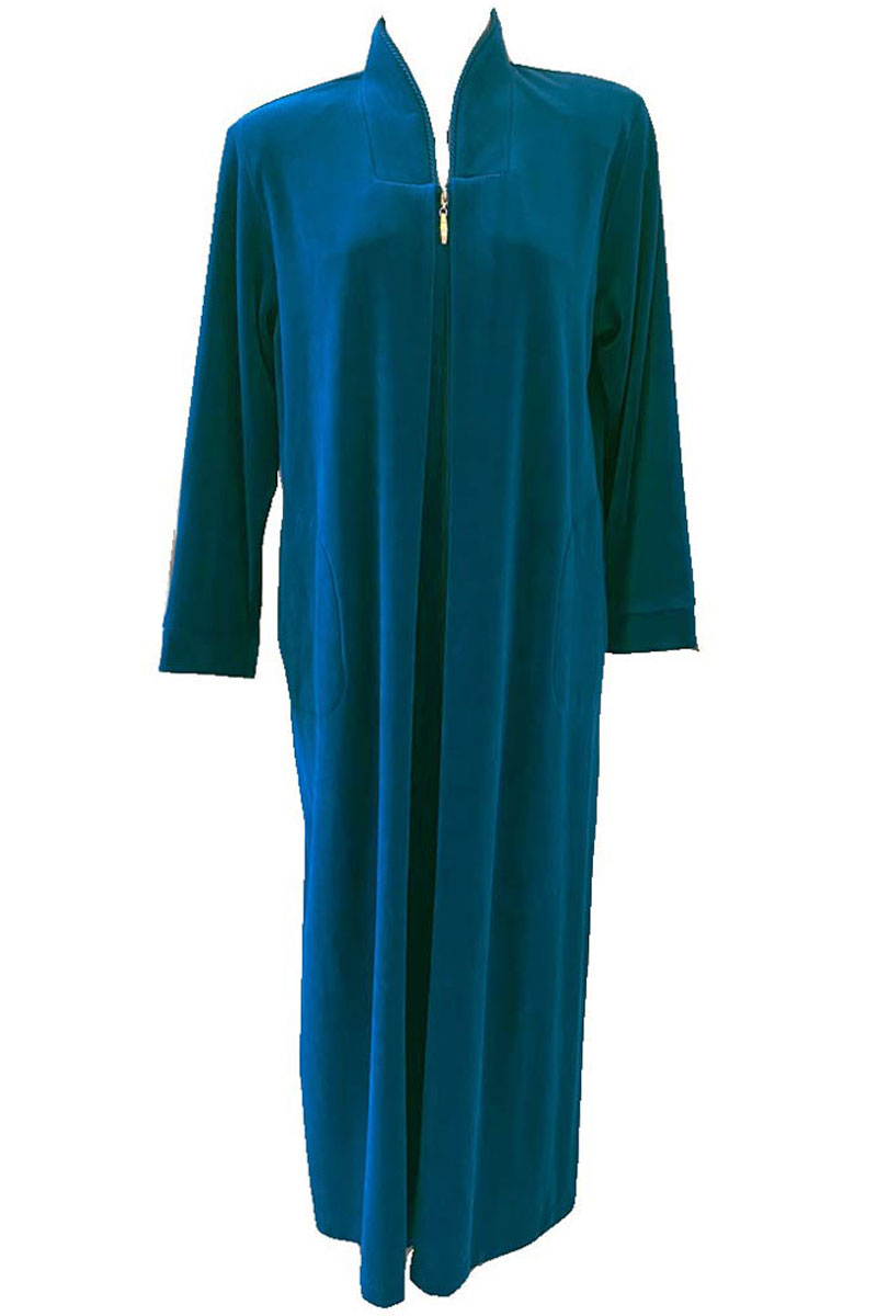 Diamond Tea Cotton Teal Velour Lounger Robe Lounger Robe Diamond Tea   