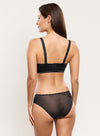 Model wearing Empreinte 'Agathe' Black Bustier (back view).