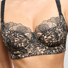 Model wearing Empreinte 'Agathe' Black Bustier (front view, close up).