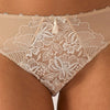 Model wearing 'Agathe' Ivoire (Beige) Brief, by Empreinte (close-up).