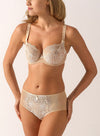 Model wearing 'Agathe' Ivoire (Beige) Panty/High Waisted Brief, by Empreinte.