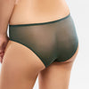 Model wearing 'Anouk' Emerald Green Brief, by Empreinte (back view, close up).