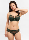 Model wearing 'Anouk' Emerald Green Brief, by Empreinte (front view).