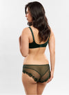 Model wearing 'Anouk' Emerald Green Low-Necked Bra, by Empreinte (back view).
