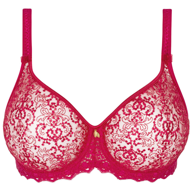 'Cassiopée' Lipstick (Cerise) Seamless Full Cup Bra, by Empreinte (pack shot, front view).