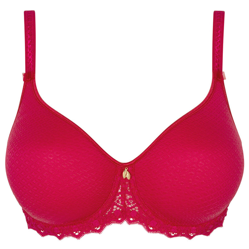 'Cassiopée' Lipstick (Cerise) Spacer Bra, by Empreinte (pack shot, front view).