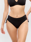 Model wearing 'Jetset' Black Halterneck Bikini Set, by Empreinte (front view, close up).
