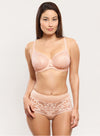 Model wearing 'Leia' Pale Pink Panty, by Empreinte (front view).