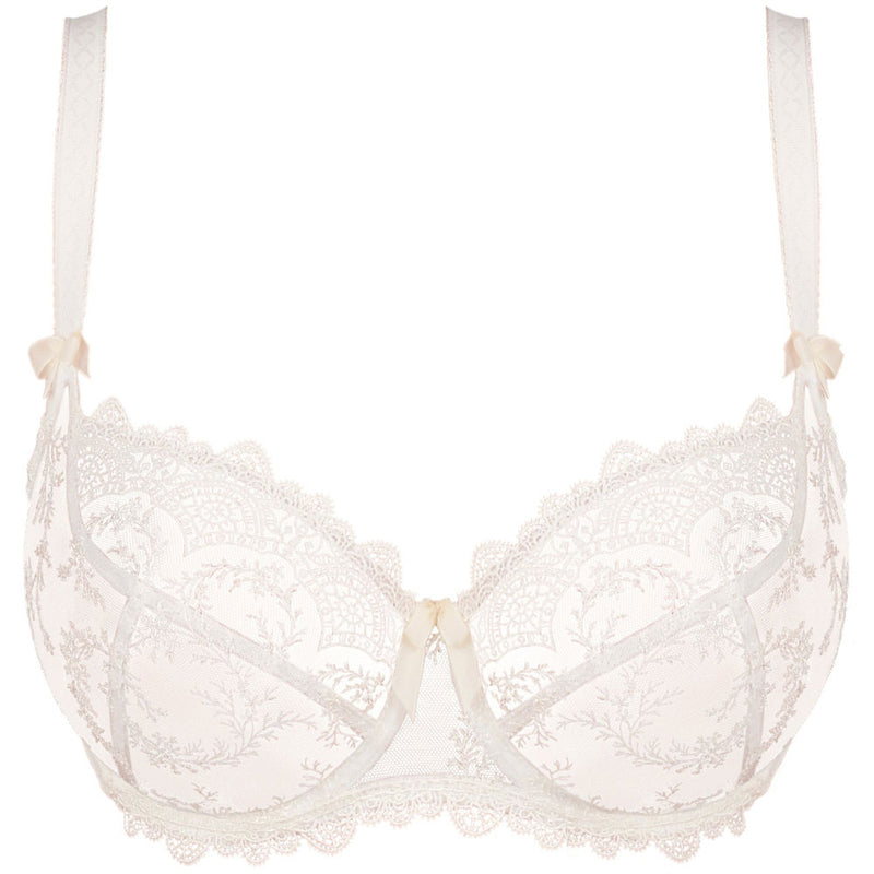 'Louise' Cream Low-neck Bra, by Empreinte (pack shot, front).