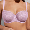 Model wearing Empreinte 'Romy' Lilac Low-Necked Half Cup Bra