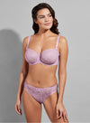 Model wearing Empreinte 'Romy' Lilac Low-Necked Half Cup Bra