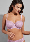 Model wearing Empreinte 'Romy' Lilac Low-Necked Half Cup Bra