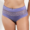 Model wearing 'Tess' Lavender Panty, by Empreinte (front view).