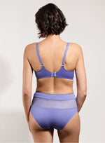 Model wearing 'Tess' Fleur de Lin Low-Necked Bra, by Empreinte (back view).