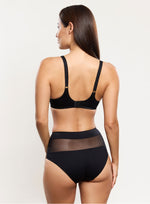 Model wearing 'Tess' Panty in Black, by Empreinte (back view).