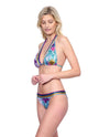 Model wearing 'Bali' Multicolour Halterneck Bikini Set, by Gottex (side view).