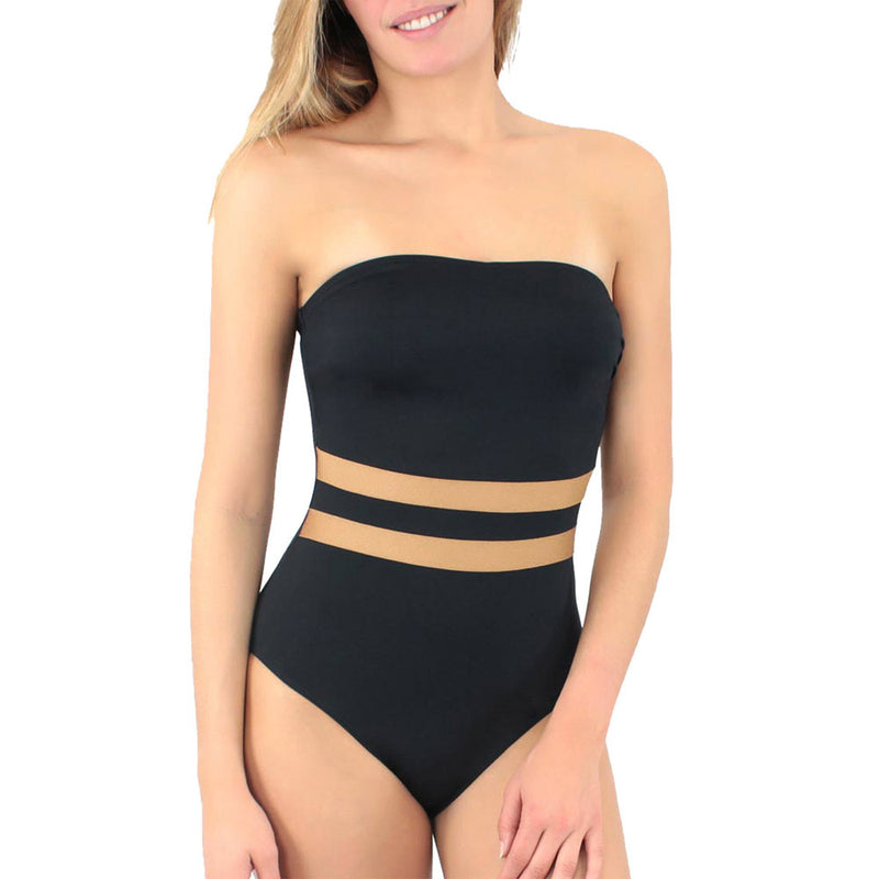 Black bandeau swimsuit best sale