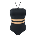 Janine Robin 'Venezia' Black Bandeau Swimsuit (pack shot, front).