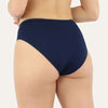 Model wearing Janine Robin 'Grace' Navy Blue Bandeau Bikini Brief (back view).