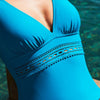 Janine Robin 'Darling' Turquoise Blue Plunge Swimsuit