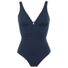 Janine Robin 'Grace' Navy Blue Plunge Swimsuit (pack shot, front).