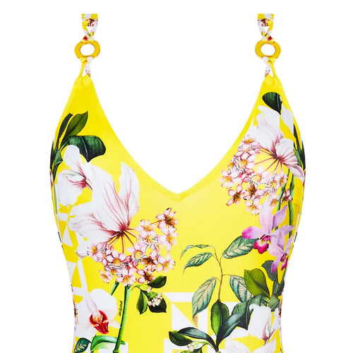 Lise Charmel 'Jardin Delice' Yellow Swimsuit (pack shot, front detail).