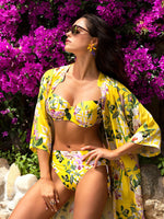 Model wearing Lise Charmel 'Jardin Delice' Yellow Beach Tunic.