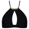 'Pure Elegance' Black Halterneck Triangle Bikini Top, by Lise Charmel (pack shot, front view).