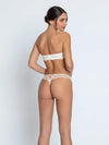 Model wearing 'Bellissime Amour' Ivory Silk Thong, by Lise Charmel (back view).