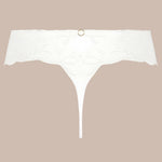 'Bellissime Amour' Ivory Silk Thong, by Lise Charmel (pack shot, back view).