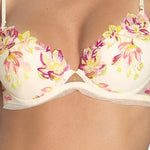 Model wearing Lise Charmel 'Folie d'Été' Floral Contour Bra (front view, close up).