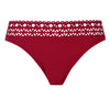 Lise Charmel Ajourage Couture tango red halterneck bikini brief with lace detail pack shot (front).