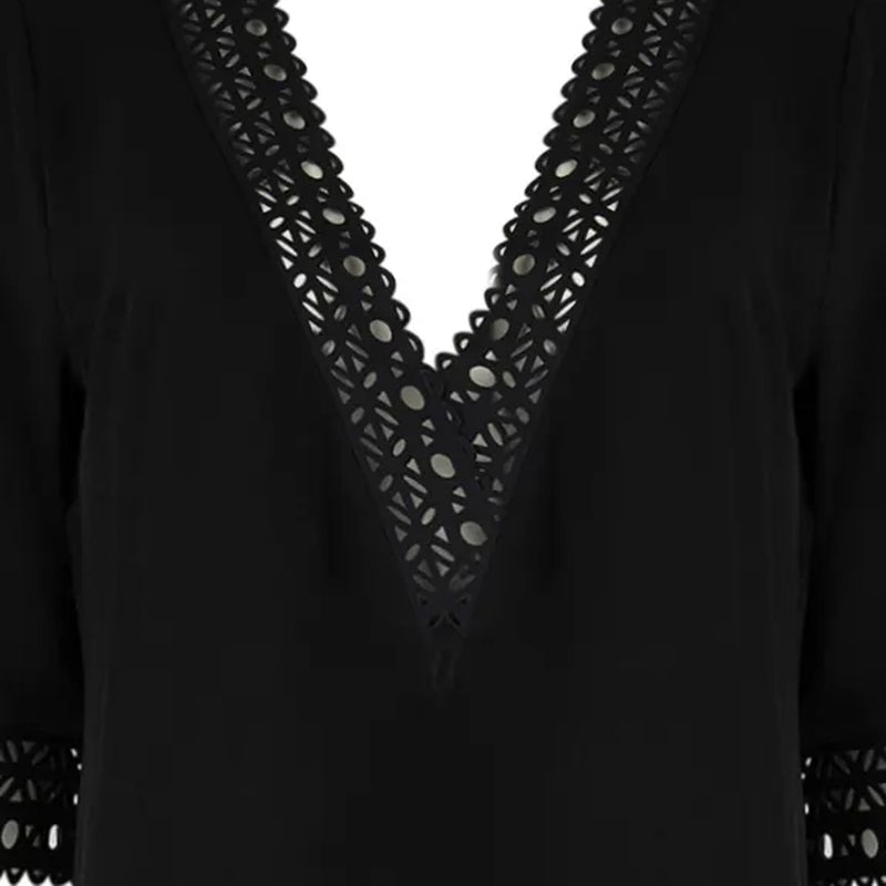 'Ajourage Couture' Black Kaftan, by Lise Charmel (pack shot, front close up).