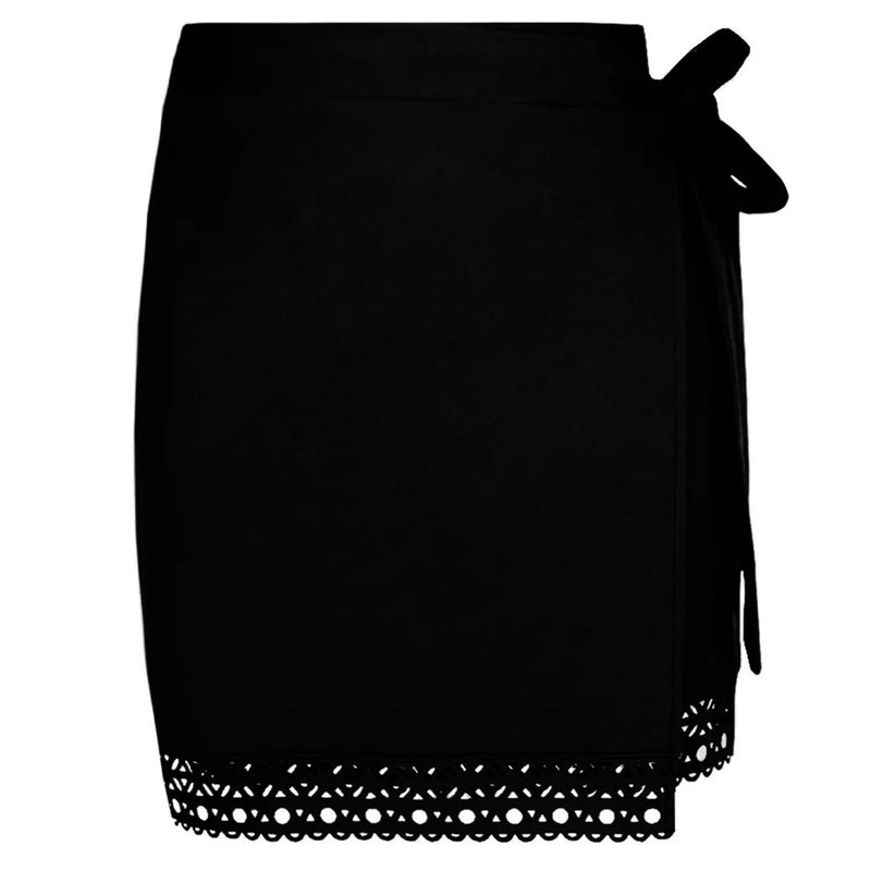 'Ajourage Couture' Pareo in Black, by Lise Charmel (pack shot, front view).