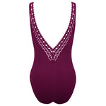 'Ajourage Couture' Prune Non-Underwired Swimsuit, by Lise Charmel (back view).