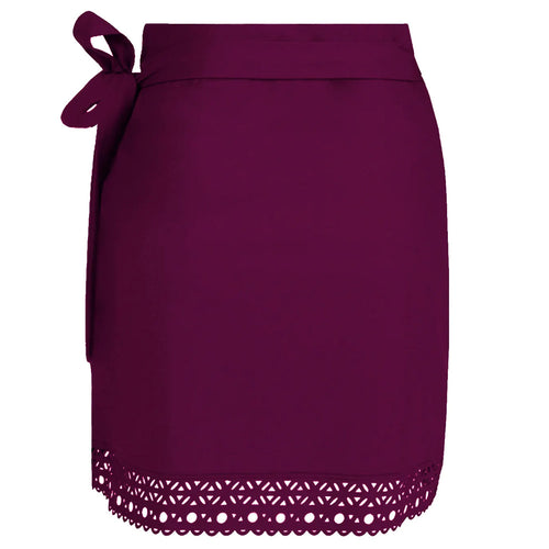'Ajourage Couture' Burgundy Pareo/Wrap Skirt, by Lise Charmel (back view).