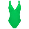 'Ajourage Couture' Non-Underwired Swimsuit in Anis Ajourage (Bright Green), by Lise Charmel (pack shot, front).