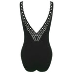 'Ajourage Couture' Black Non-Underwired Swimsuit, by Lise Charmel (pack shot, back view).