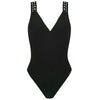 'Ajourage Couture' Black Non-Underwired Swimsuit, by Lise Charmel (pack shot, front view).