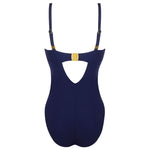 'Classe Nautique' Navy Blue Non-Underwired Padded Swimsuit, by Lise Charmel (pack shot, back view).