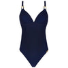 'Classe Nautique' Navy Blue Non-Underwired Padded Swimsuit, by Lise Charmel (pack shot, front view).